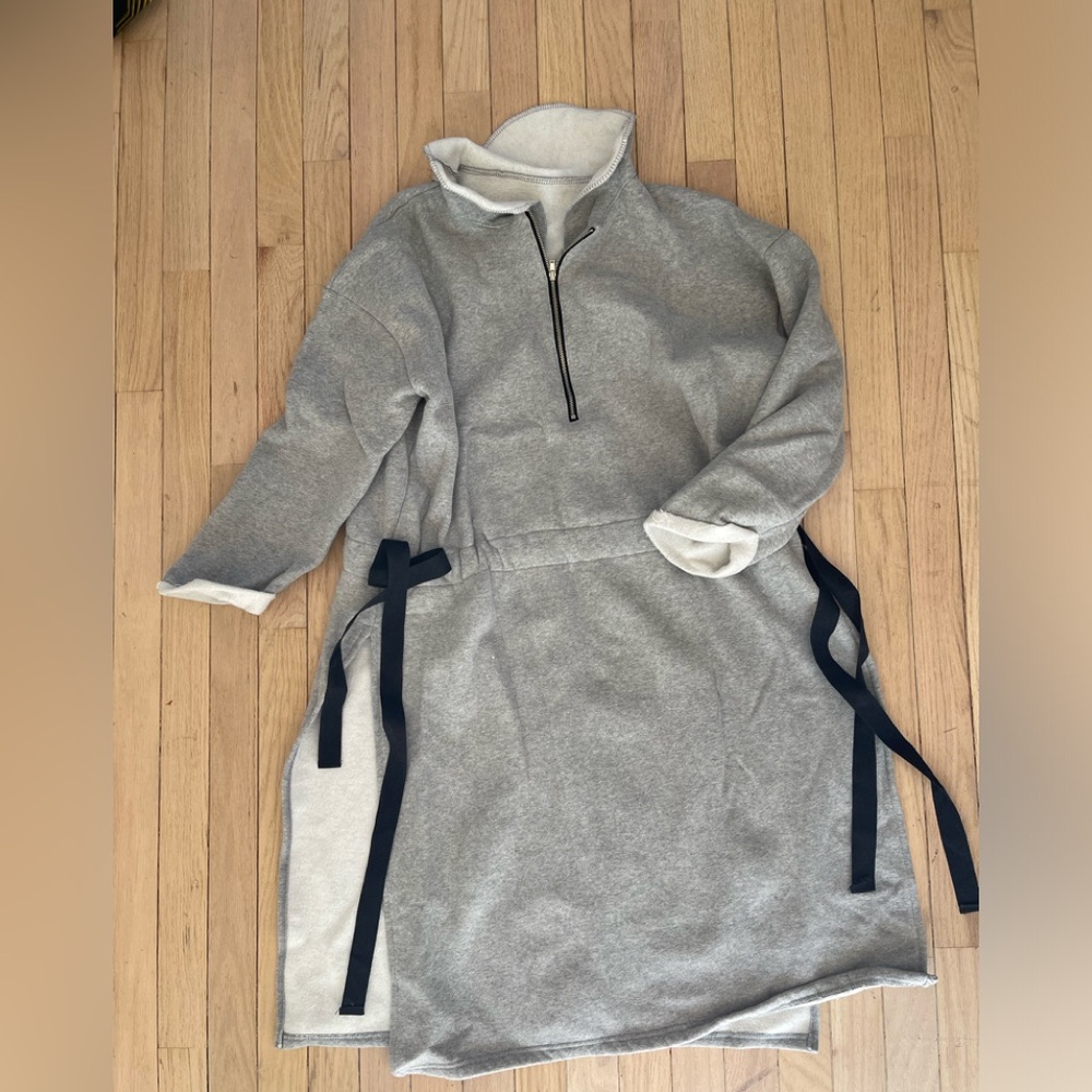 Gray fleece lined sweater dress